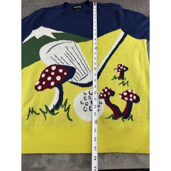 Bonobos XL Men’s Golf Mushroom Sweater Blue Yellow Wool Alpaca Blend Pullover - Picture 8 of 10